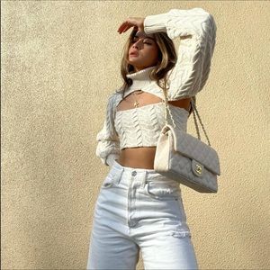 NWT Zara 2 Piece Cable-Knit Arm Warmer & Crop Top